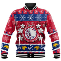 New Zealand Aotearoa Meri Kirihimete Baseball Jacket Maori Kiwi Christmas LT9 Unisex Red - Polynesian Pride