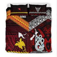 New Zealand And Papua New Guinea Bedding Set Together - Red LT8 - Polynesian Pride