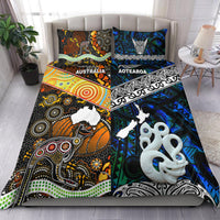 New Zealand Maori Aotearoa And Australia Aboriginal Bedding Set Together - Blue LT8 Blue - Polynesian Pride