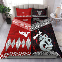 New Zealand And Tonga Bedding Set Together - Red LT8 Red - Polynesian Pride