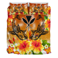 Hawaii Shark Hibiscus Plumeria Kanaka Bedding Set - Star Style - AH - Polynesian Pride