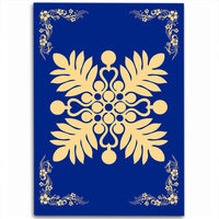Hawaiian Quilt Maui Plant And Hibiscus Pattern Area Rug - Beige Blue - AH Beige - Polynesian Pride