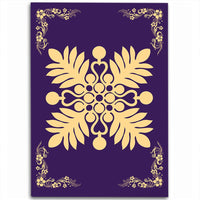 Hawaiian Quilt Maui Plant And Hibiscus Pattern Area Rug - Beige Purple - AH Beige - Polynesian Pride