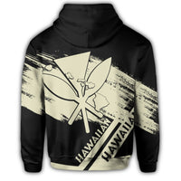 Hawaiian Map Kanaka Identifier Hoodie Zip Beige Brusch Style - Polynesian Pride