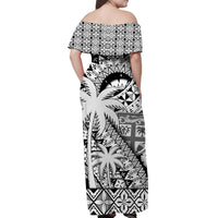 Fiji Matching Hawaiian Shirt and Dress Coat Of Arms with Masi Tapa Mixed Palm Tree No1 Black Version LT9 - Polynesian Pride