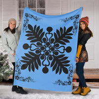 Hawaiian Quilt Maui Plant And Hibiscus Premium Blanket - Black Pastel - AH - Polynesian Pride