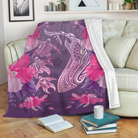 Hawaii Shark Turtle Hibiscus Premium Blanket - Wreath Style - AH - Polynesian Pride