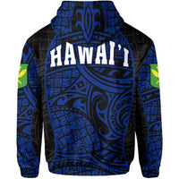 Polynesian Kanaka Maoli Hawaii Zip Hoodie Blue Gel Style - Polynesian Pride
