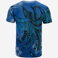 Fiji Custom T Shirt Polynesian Phoenix Bird, Fairytales Bird Blue - Polynesian Pride