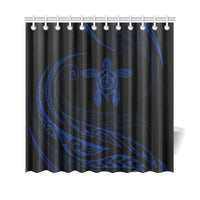 Hawaii Turtle Hibiscus Shower Curtain - Blue - Frida Style 177 x 172 (cm) Blue - Polynesian Pride