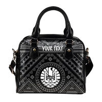 Tahiti Personalised Shoulder Handbag - Tahiti Seal In Polynesian Tattoo Style (Black) - Polynesian Pride