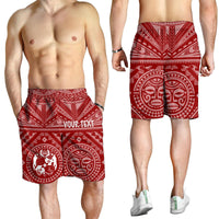 Tonga Personalised Men's Short - Tonga Seal With Polynesian Tattoo Style (Red) - Polynesian Pride