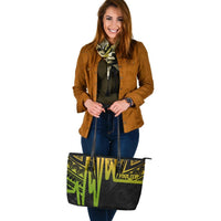 American Samoa Personalised Leather Tote Bags - Seal With Polynesian Pattern Heartbeat Style (Reggea) - Polynesian Pride