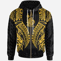 New Caledonia Zip up Hoodie Polynesian Lion Head Gold Style Unisex Gold - Polynesian Pride