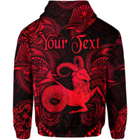 Custom Capricorn Zodiac Polynesian Zip Hoodie Unique Style Red LT8 - Polynesian Pride