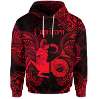 Custom Capricorn Zodiac Polynesian Zip Hoodie Unique Style Red LT8 - Polynesian Pride