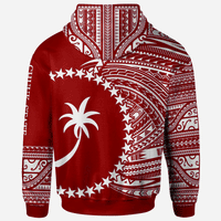 Chuuk Hoodie Micronesia White Red Patterns With Coat of Arms - Polynesian Pride