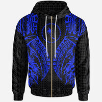 Chuuk Zip up Hoodie Polynesian Lion Head Blue Style Unisex Blue - Polynesian Pride