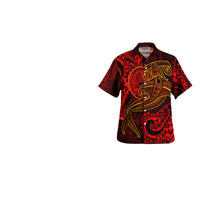 American Samoa Matching Dress and Hawaiian Shirt Polynesian Red Shark - Polynesian Pride