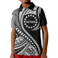Custom Cook Islands Polo Shirt Black Polynesian Wave Style LT9 Kid Black - Polynesian Pride