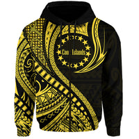 Cook Islands Hoodie Gold Polynesian Wave Style LT9 Zip Hoodie Gold - Polynesian Pride