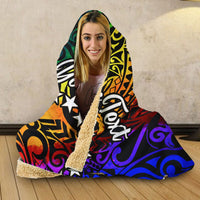 Cook Islands Custom Personalised Hooded Blanket - Rainbow Polynesian Pattern - Polynesian Pride