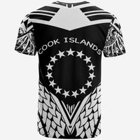 Cook Islands T Shirt Unique Eagle Feather Texture BlackWhite - Polynesian Pride