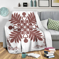 Hawaiian Quilt Maui Plant And Hibiscus Premium Blanket - Coral White - AH - Polynesian Pride