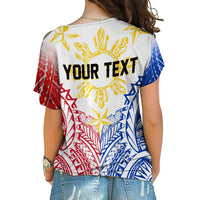 Philippines Personalised Cross Shoulder Shirt Filipino Sun with Eagle LT7 - Polynesian Pride