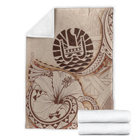 French Polynesia Premium Blanket - Hibiscus Flowers Vintage Style - Polynesian Pride