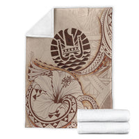Tahiti Premium Blanket - Hibiscus Flowers Vintage Style - Polynesian Pride