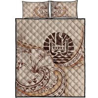 French Polynesia Quilt Bed Set - Hibiscus Flowers Vintage Style - Polynesian Pride