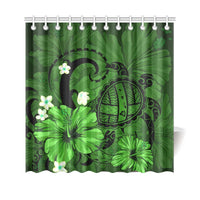 Hawaii Turtle Poly Tribal Green Shower Curtain - Polynesian Pride