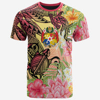 Tonga T Shirt Flowers Tropical With Sea Animals Unisex Pink - Polynesian Pride