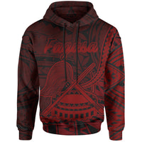 American Samoa Hoodie Fagasa Polynesian Red Patterns Unisex Black - Polynesian Pride