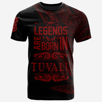 Tuvalu T Shirt Legends Are Born In Red Color Unisex Black - Polynesian Pride