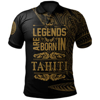 Tahiti Polo Shirt Legends Are Born In Gold Color Unisex Black - Polynesian Pride