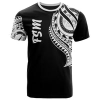 Federated States of Micronesia T Shirt FSM Tatau White Patterns Unisex Black - Polynesian Pride