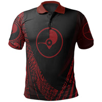 Yap State Polo Shirt Red Polynesian Patterns Sport Style Unisex Black - Polynesian Pride