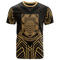Tuvalu T Shirt Tuvaluan Seal Tribal Gold Color Patterns Unisex Black - Polynesian Pride