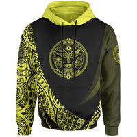 Marshall Islands Hoodie Yellow Polynesian Patterns Sport Style Unisex Black - Polynesian Pride