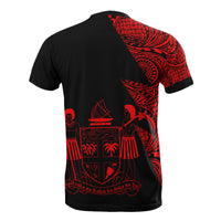 Fiji Custom T Shirt Polynesian Pattern Red Style - Polynesian Pride
