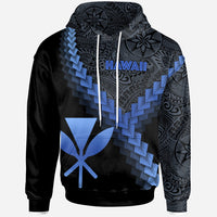 Hawaii Kanaka Maoli Hoodie Hawaii Kanaka Maoli Coat of Arms With Polynesian Tattoo Blue Unisex Blue - Polynesian Pride