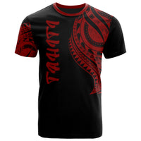 Tahiti T Shirt Tahiti Tatau Red Patterns Unisex Black - Polynesian Pride