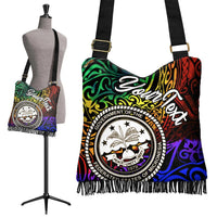 Federated States of Micronesia Custom Personalised Boho Handbag - Rainbow Polynesian Pattern - Polynesian Pride