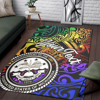 Federated States of Micronesia Custom Personalised Area Rug - Rainbow Polynesian Pattern - Polynesian Pride