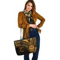 Federated States of Micronesia Leather Tote - Gold Color Cross Style - Polynesian Pride