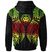 Fiji Zip up Hoodie Polynesian Lion Head Reggae Style - Polynesian Pride