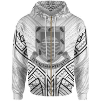 Tuvalu Zip Hoodie Tuvalu Seal Tribal Patterns Unisex White - Polynesian Pride