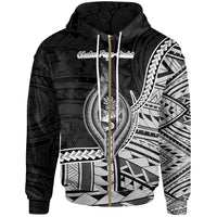 Guam Zip Hoodie Chalan Pago Ordot Seal of Guam Polynesian Patterns Unisex Black - Polynesian Pride